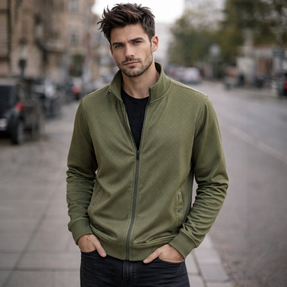 Ted Baker London Robine Olive Green Front Zip Jacket Size 6 (US XXL)